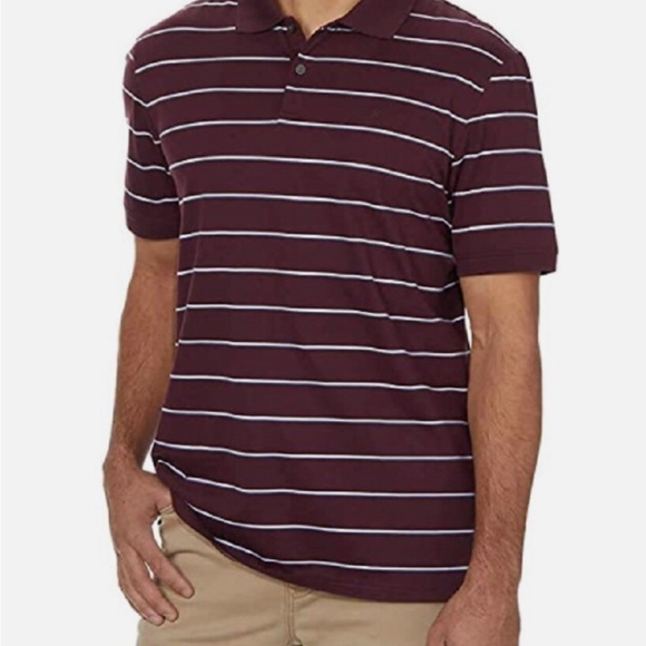 Calvin Klein Liquid Touch Men's Maroon Striped Polo Shirt XXL - Picture 1 of 8